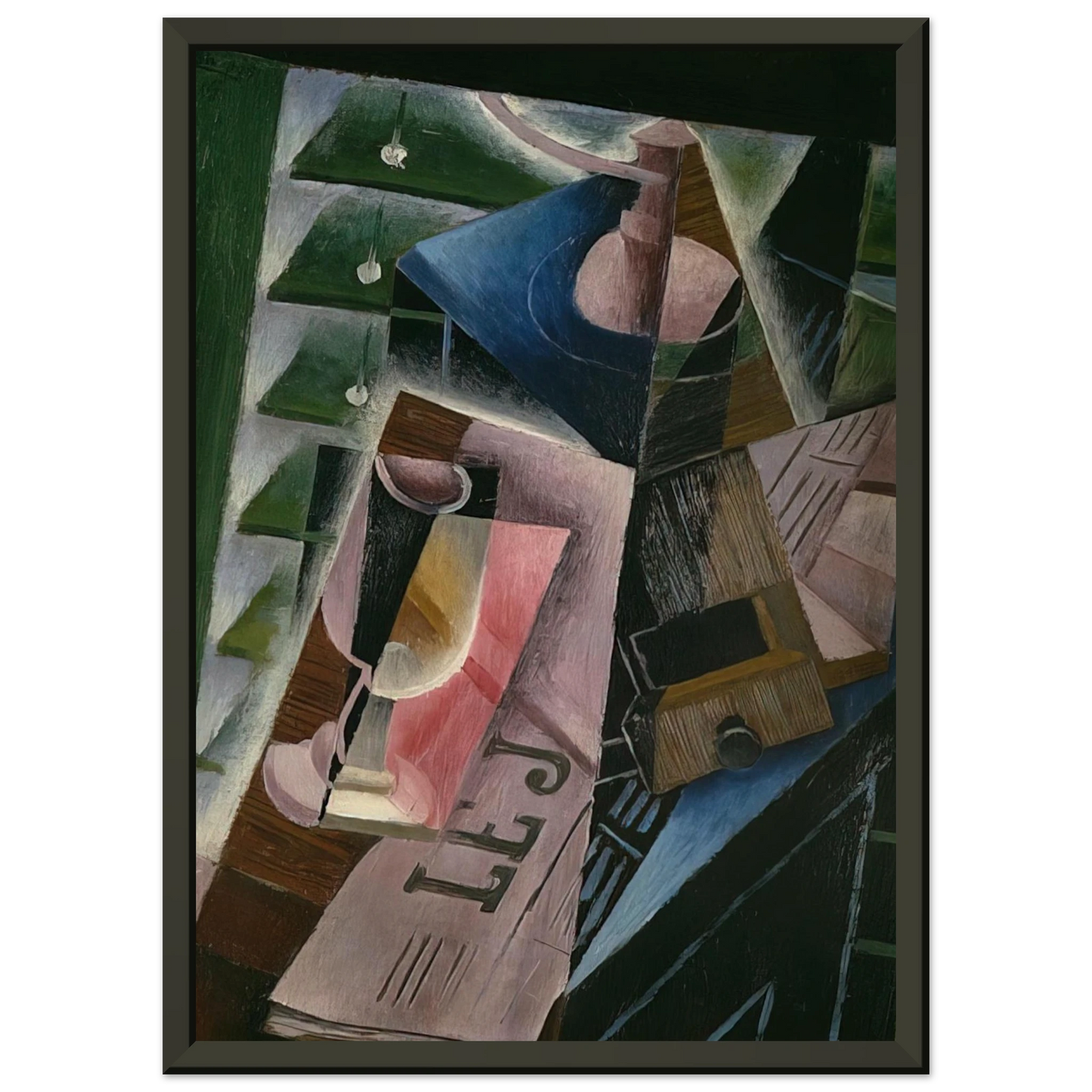 Juan Gris COFFEE GRINDER AND GLASS 1915 Framed Art Print - Aluminum Frame - 60x80 cm / 24x32 inches