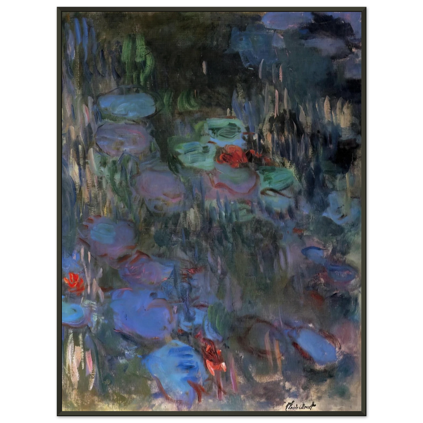 claude monet Water Lilies Reflections of Weeping Willows right half Framed Art Print - Aluminum Frame - 60x80 cm / 24x32 inches