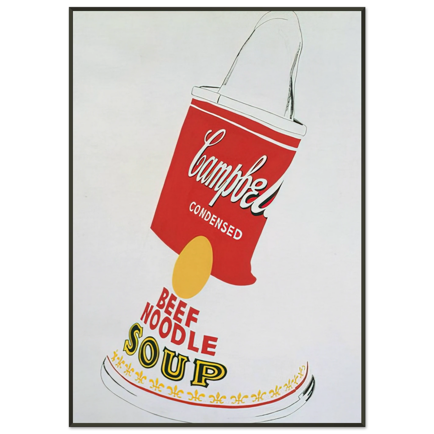 Andy Warhol Crushed Campbells Soup Can Beef Noodle Framed Art Print - Aluminum Frame - 21x29.7 cm / 8x12"