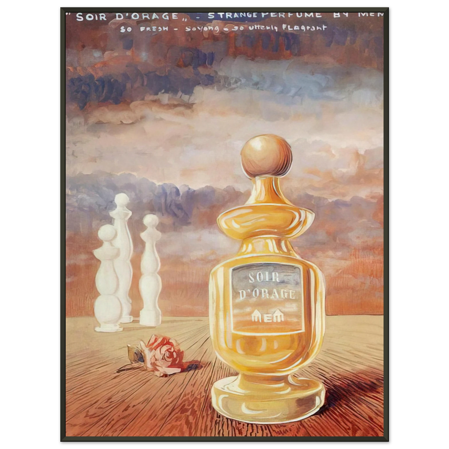 Rene Magritte SOIR D ORAGE STRANGE PERFUME BY MEM Framed Art Print - Aluminum Frame - 40x50 cm / 16x20 inches