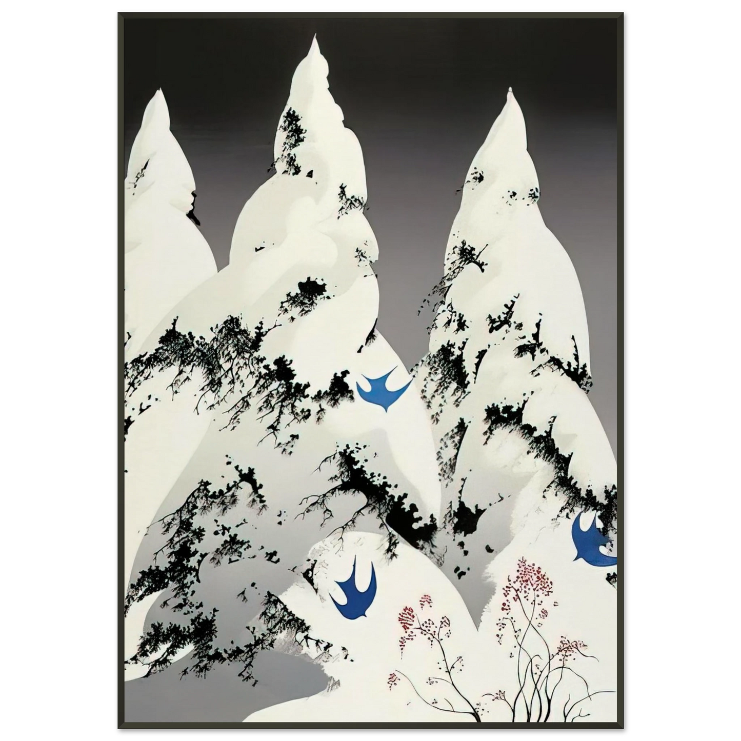 Eyvind Earle Winter Pine Framed Art Print - Aluminum Frame - 21x29.7 cm / 8x12"
