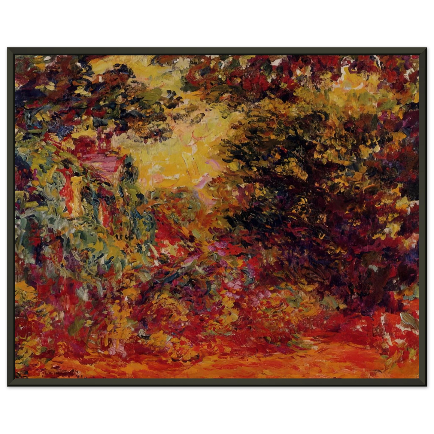 claude monet  The Artists House from the Rose Garden Framed Art Print  - Aluminum Frame - 60x80 cm / 24x32 inches