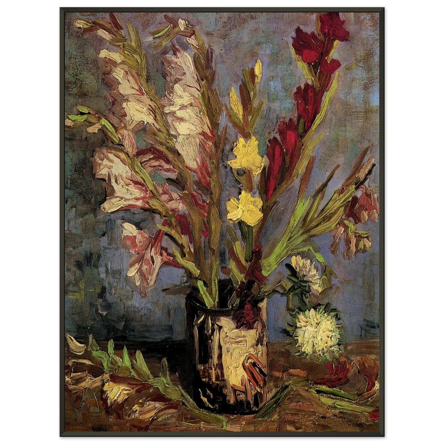 Vincent van Gogh Vase with Gladioli Framed Art Print - Aluminum Frame - 70x100 cm / 28x40 inches