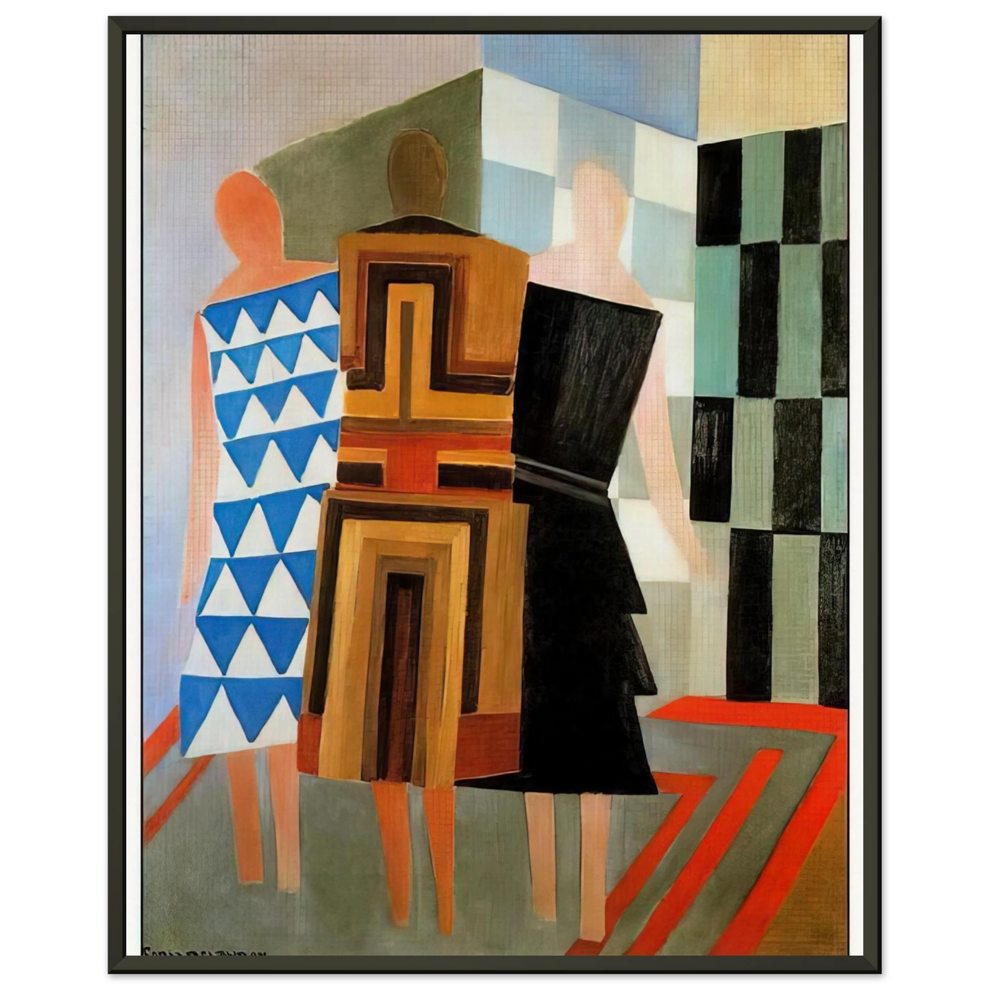 Sonia Delaunay THREE WOMEN DRESSED SIMULTANEOUSLY Framed Art Print - Aluminum Frame - 40x50 cm / 16x20 inches