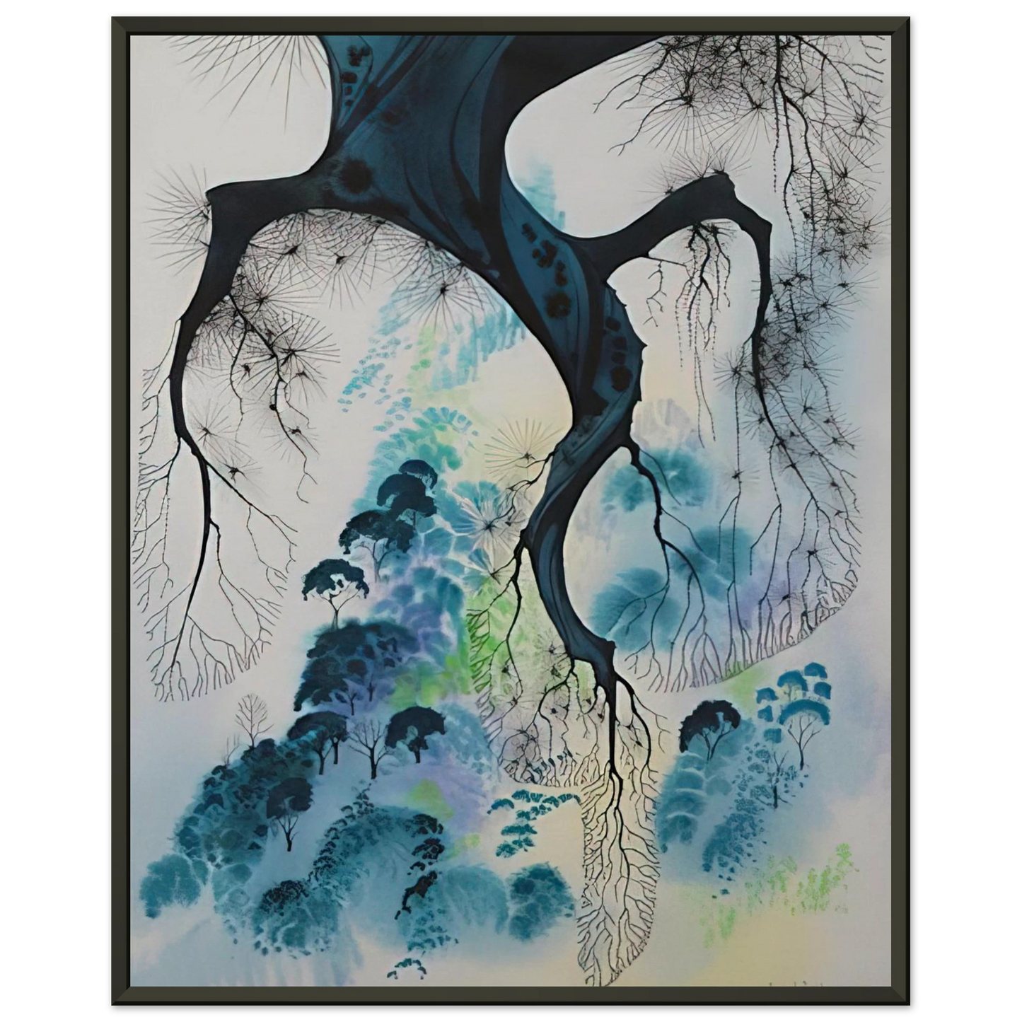 Eyvind Earle  Coastline Framed Art Print  - Aluminum Frame - 60x80 cm / 24x32 inches