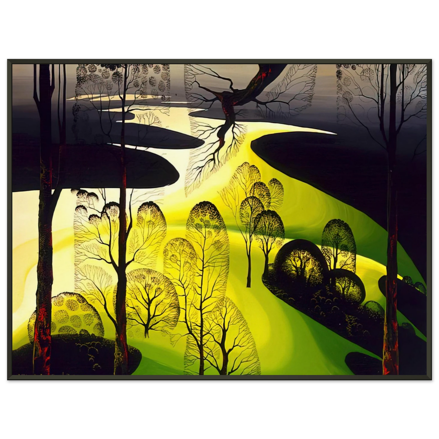 Eyvind Earle  Early Spring Framed Art Print  - Aluminum Frame - 40x50 cm / 16x20 inches