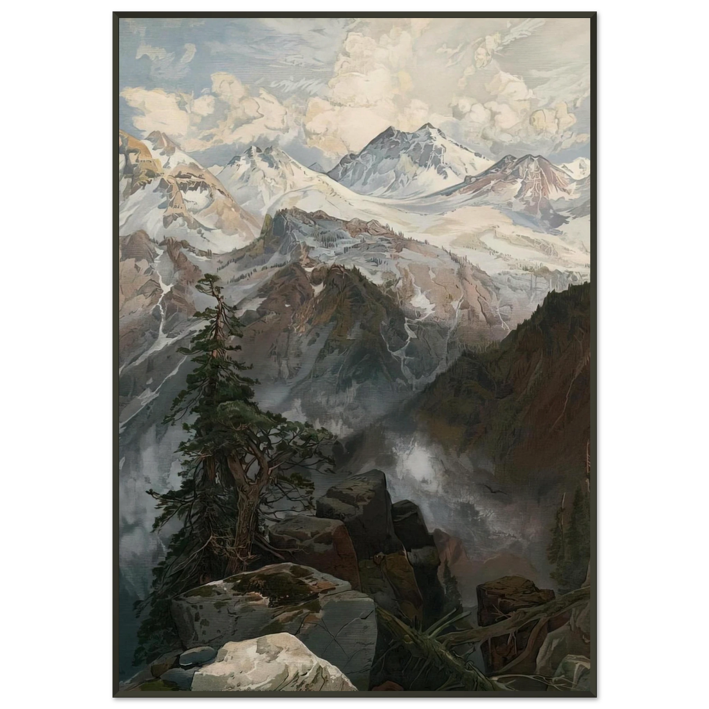 Thomas Moran Summit of the Sierras Nevada Framed Art Print - Aluminum Frame - 21x29.7 cm / 8x12"