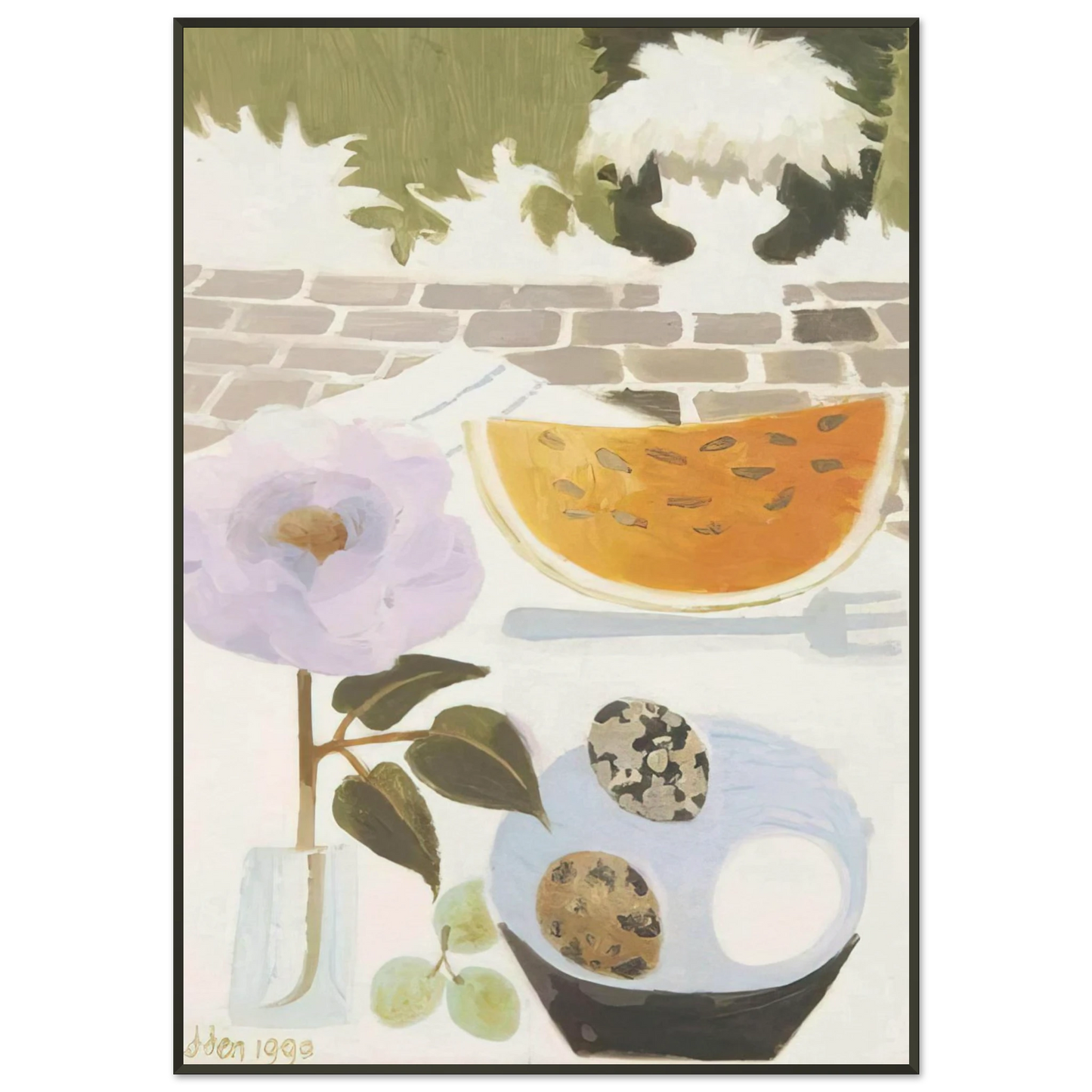 Mary Fedden A Slice of Melon 1990 Framed Art Print - Aluminum Frame - 21x29.7 cm / 8x12"