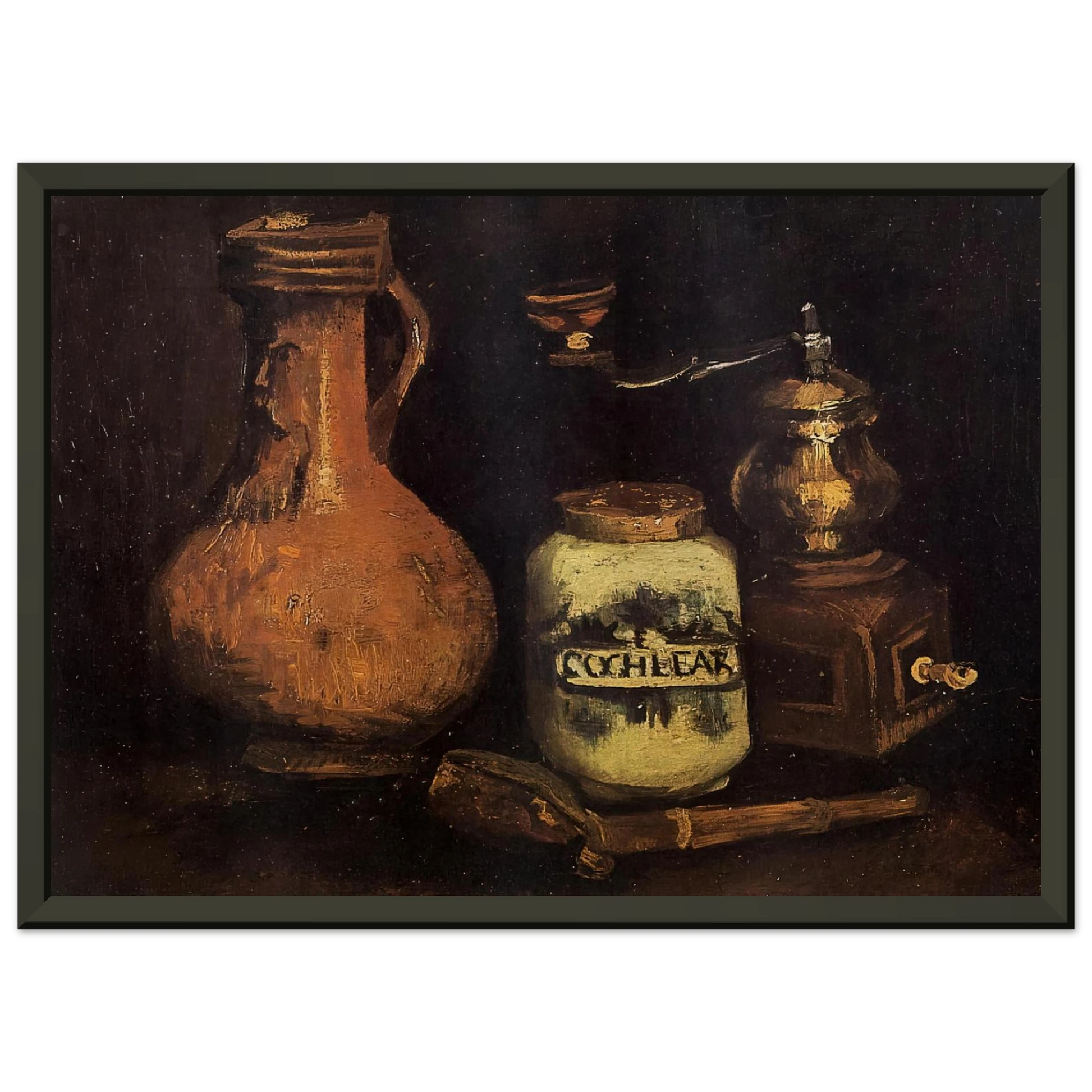 Vincent van Gogh  Still Life with Coffee Mill Pipe Case and Jug Framed Art Print  - Aluminum Frame - 60x80 cm / 24x32 inches
