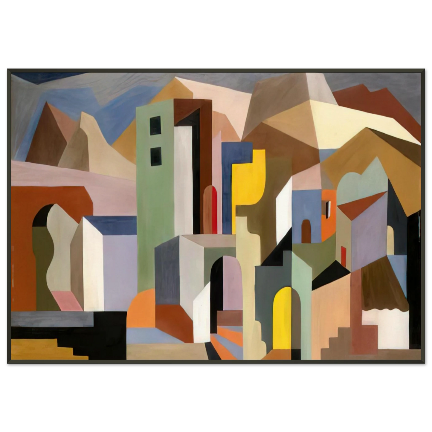Enrico Prampolini ARCHITECTURAL FORM OF FUTURE IDEAL LANDSCAPE 1921 Framed Art Print - Aluminum Frame - 21x29.7 cm / 8x12"
