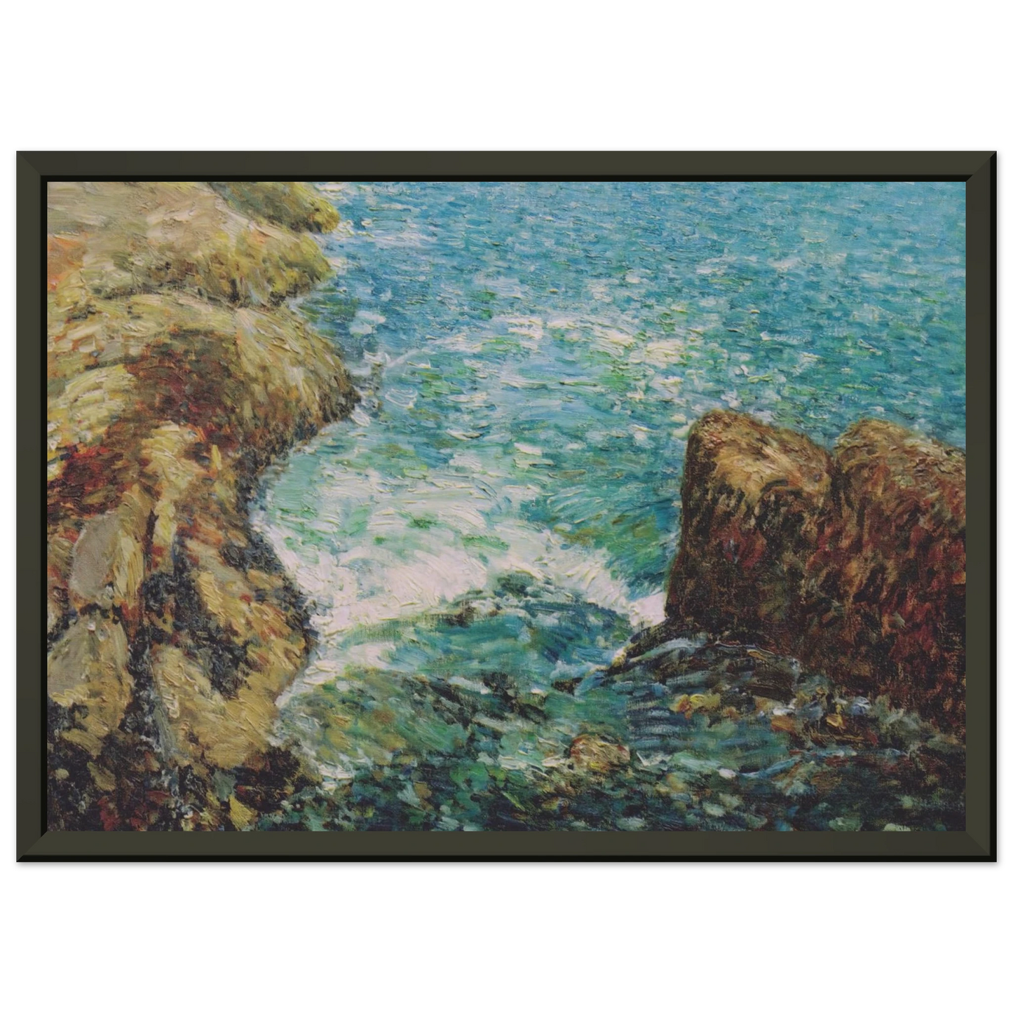 Childe Hassam Surf and Rocks Framed Art Print - Aluminum Frame - 60x80 cm / 24x32 inches