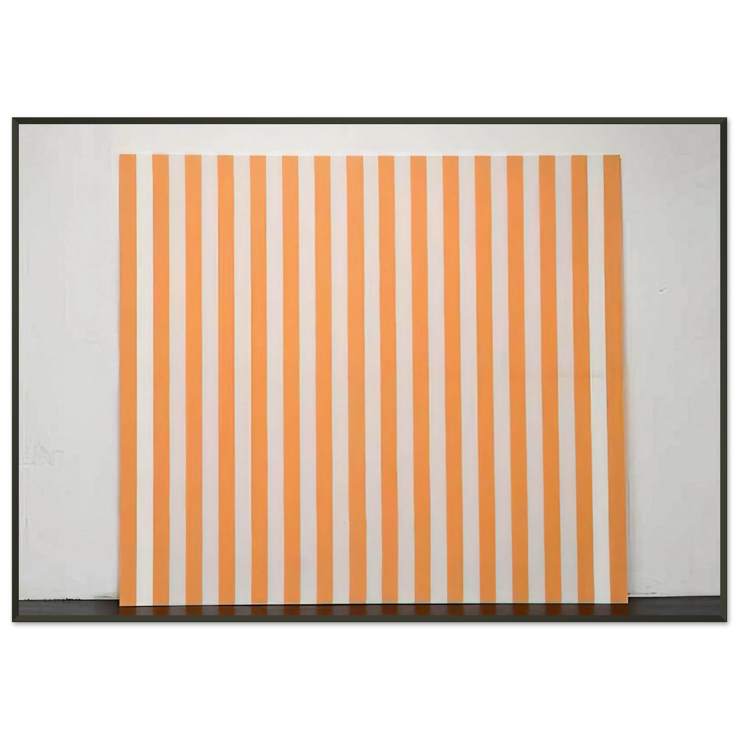 Daniel Buren Peinture acrylique blanche sur tissu raye blanc et orange 1972 Framed Art Print - Aluminum Frame - 21x29.7 cm / 8x12"