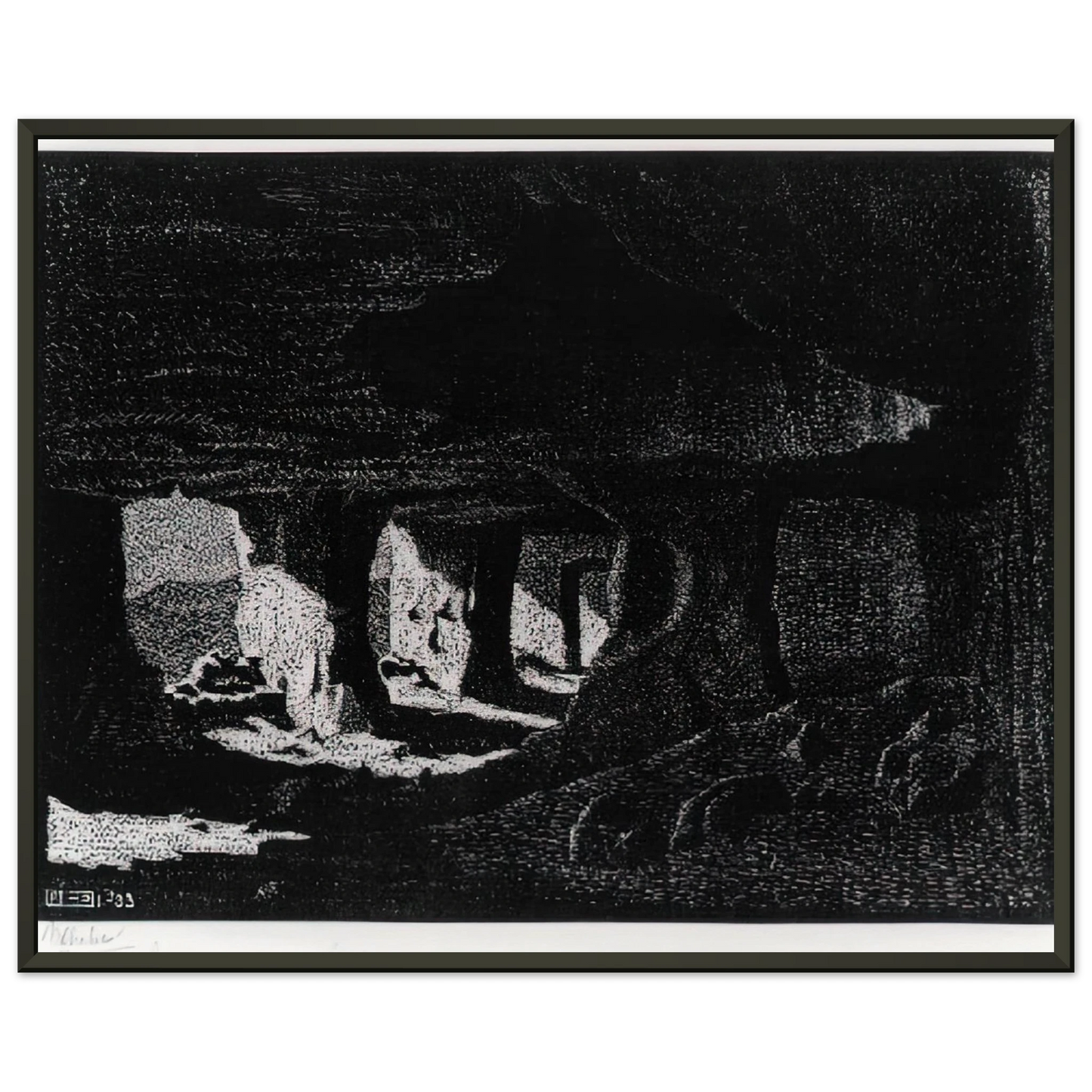 MC Escher  CAVE DWELLINGS NEAR SPERLINGA SICILY Framed Art Print  - Aluminum Frame - 60x80 cm / 24x32 inches