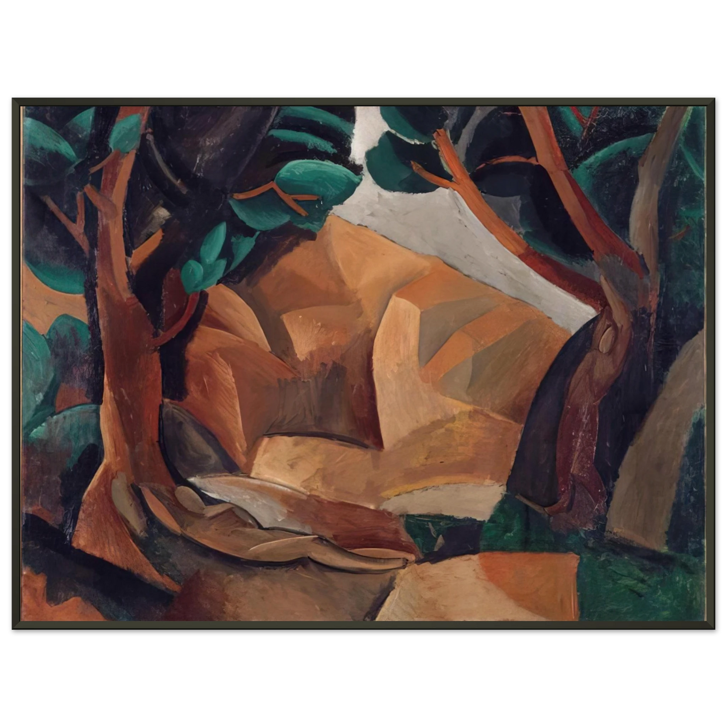 Pablo Picasso Paysage aux deux figures 1908 France Framed Art Print - Aluminum Frame - 40x50 cm / 16x20 inches