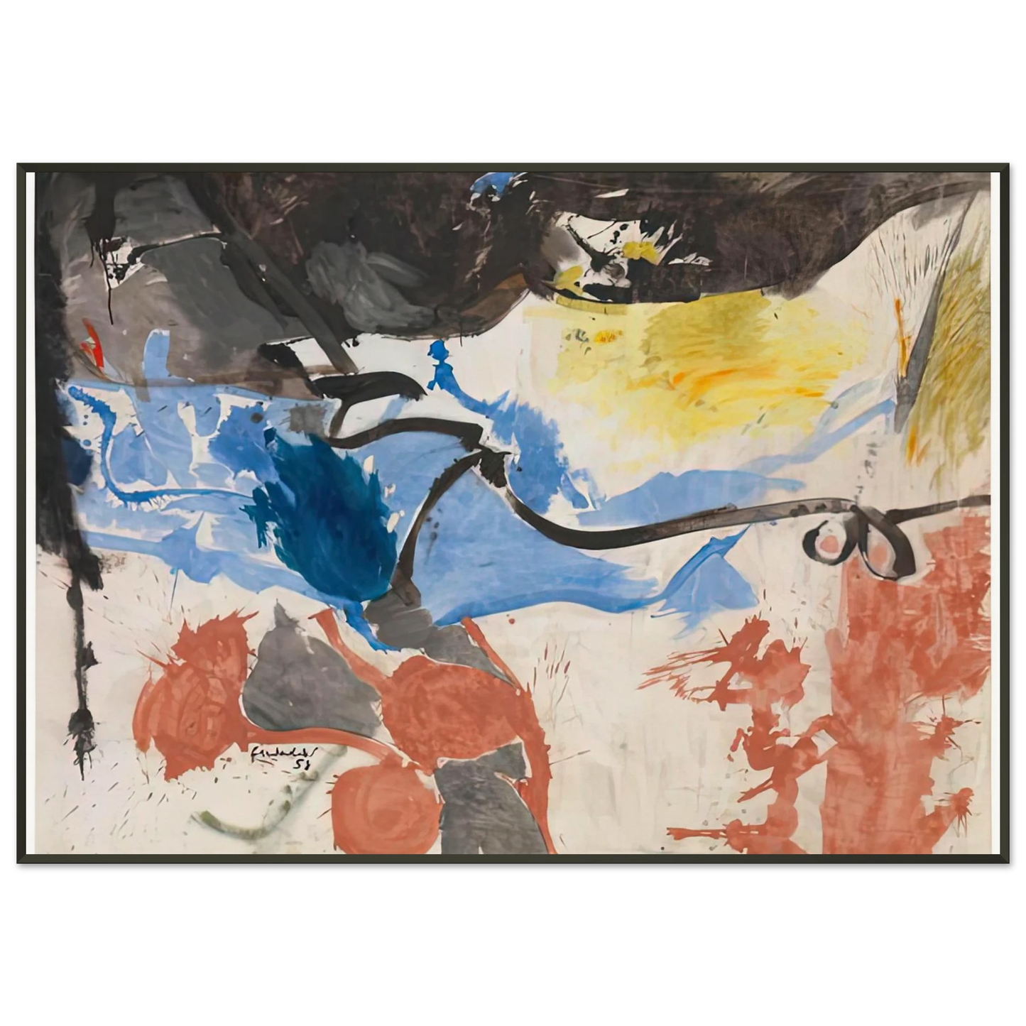 Helen Frankenthaler Hotel CroMagnon 1958 Framed Art Print - Aluminum Frame - 21x29.7 cm / 8x12"
