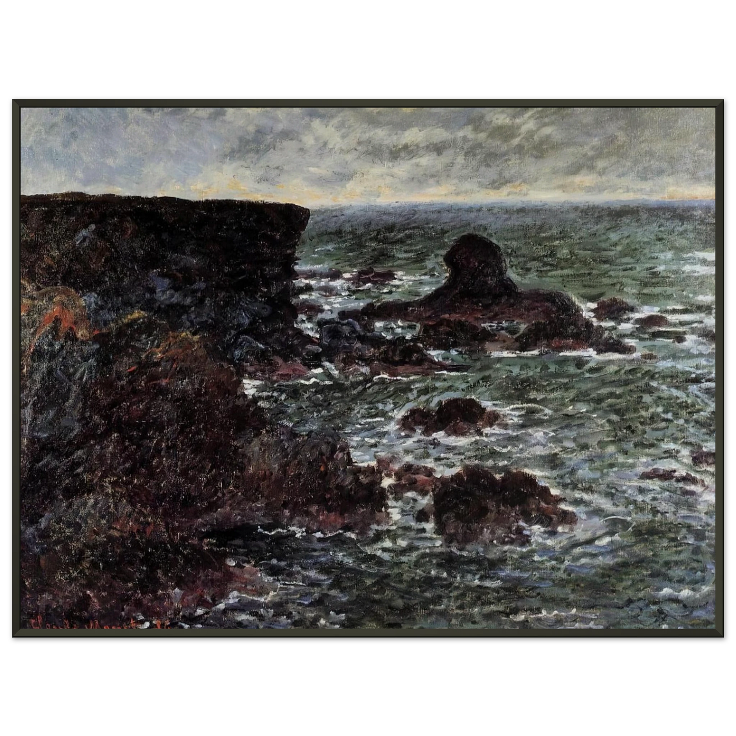 claude monet  Rocky Coast and the Lion Rock BelleIle Framed Art Print  - Aluminum Frame - 70x100 cm / 28x40 inches