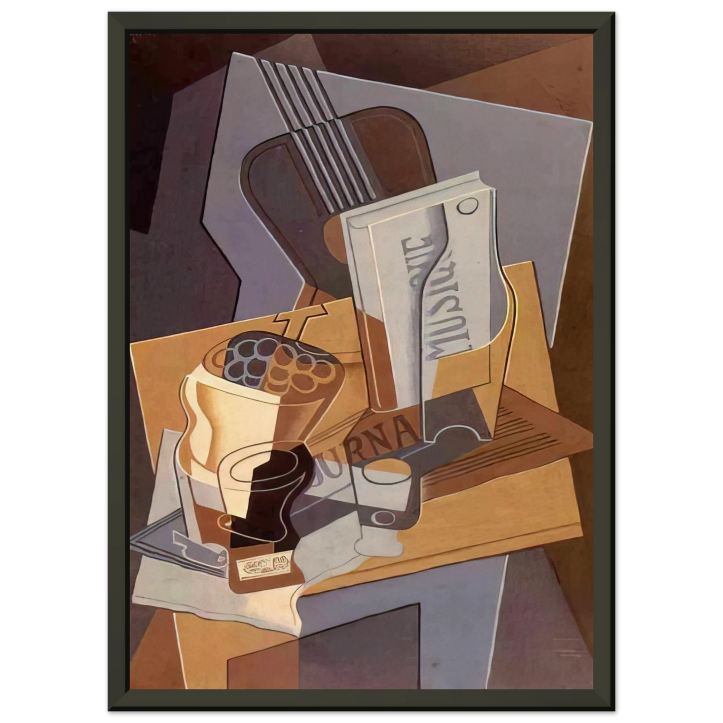 Juan Gris  THE BOOK OF MUSIC 1922 Framed Art Print  - Aluminum Frame - 70x100 cm / 28x40 inches