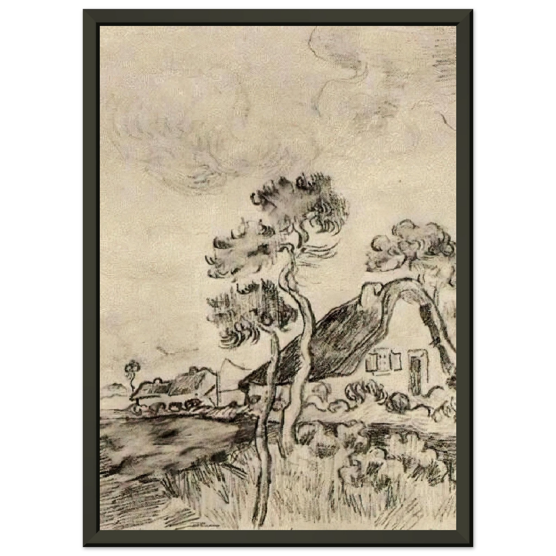 Vincent van Gogh  Cottages and Trees Framed Art Print  - Aluminum Frame - 40x50 cm / 16x20 inches
