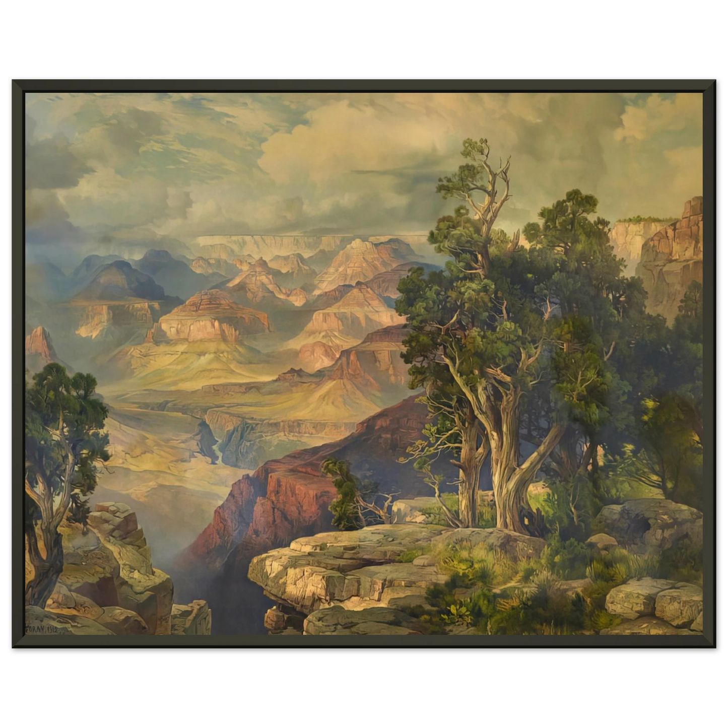 Thomas Moran Grand Canyon from Hermit Rim Road Framed Art Print - Aluminum Frame - 60x80 cm / 24x32 inches