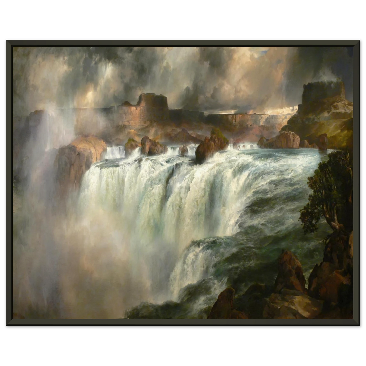 Thomas Moran Shoshone Falls on the Snake River Framed Art Print - Aluminum Frame - 60x80 cm / 24x32 inches