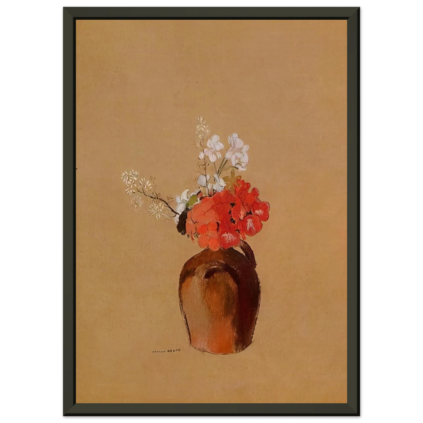 Odilon Redon FLOWERS IN A POT Framed Art Print - Aluminum Frame - 60x80 cm / 24x32 inches