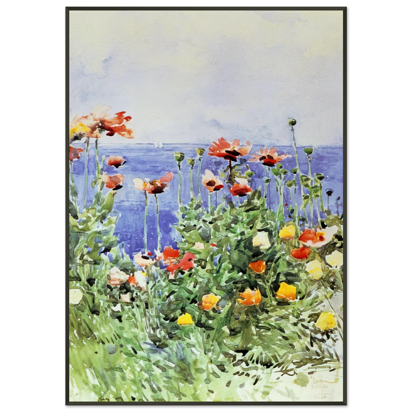 Childe Hassam Poppies Isles of Shoals 02 Framed Art Print - Aluminum Frame - 21x29.7 cm / 8x12"