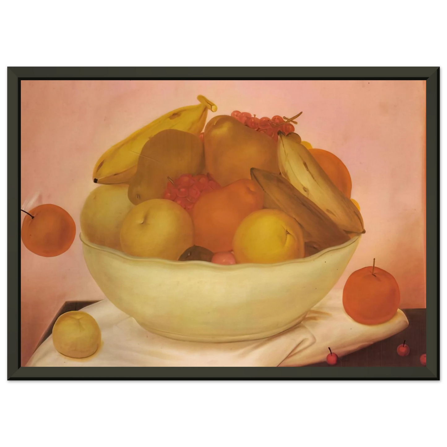 Fernando Botero STILL LIFE WITH ORANGE FALLING Framed Art Print - Aluminum Frame - 40x50 cm / 16x20 inches