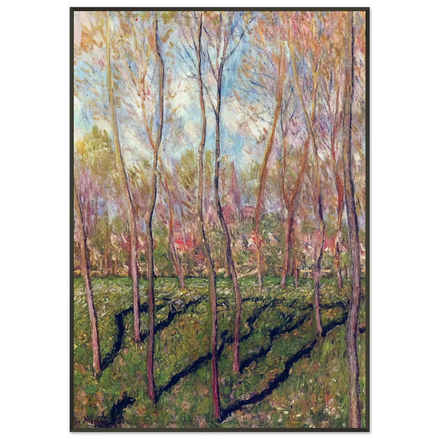 claude monet Trees in Winter View of Bennecourt Framed Art Print - Aluminum Frame - 21x29.7 cm / 8x12"