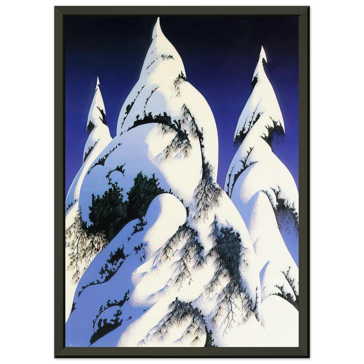 Eyvind Earle Snow Trees Framed Art Print - Aluminum Frame - 70x100 cm / 28x40 inches