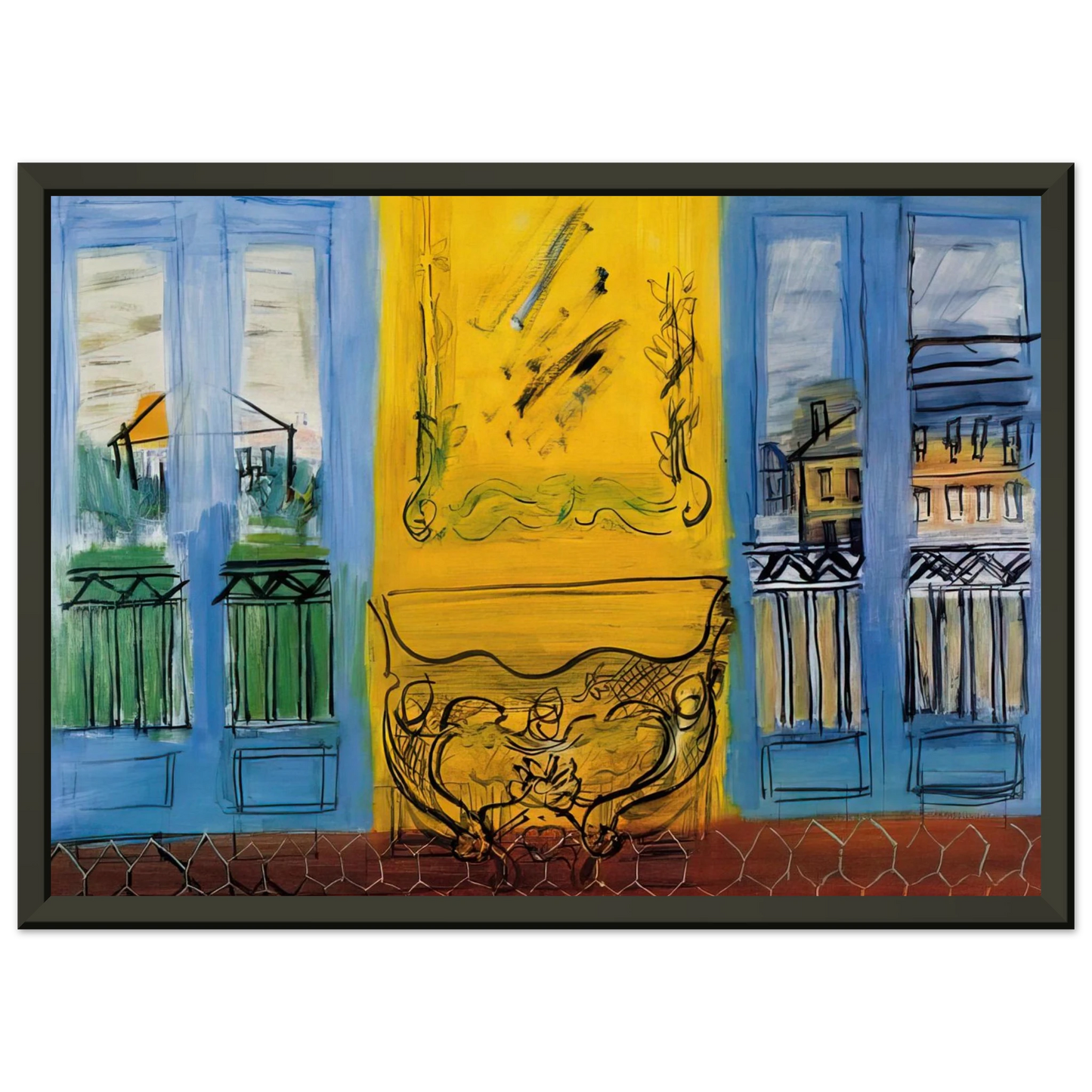 Raoul Dufy CONSOLE WITH TWO WINDOWS 1948 Framed Art Print - Aluminum Frame - 40x50 cm / 16x20 inches