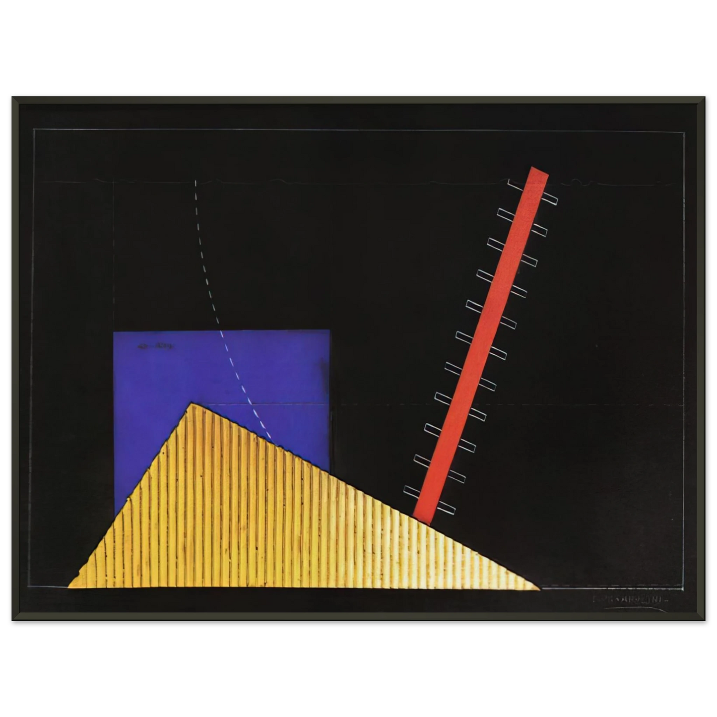 Enrico Prampolini IL MERCANTE DI CUORI BOZZETTO DI SCENA 1927 Framed Art Print - Aluminum Frame - 70x100 cm / 28x40 inches