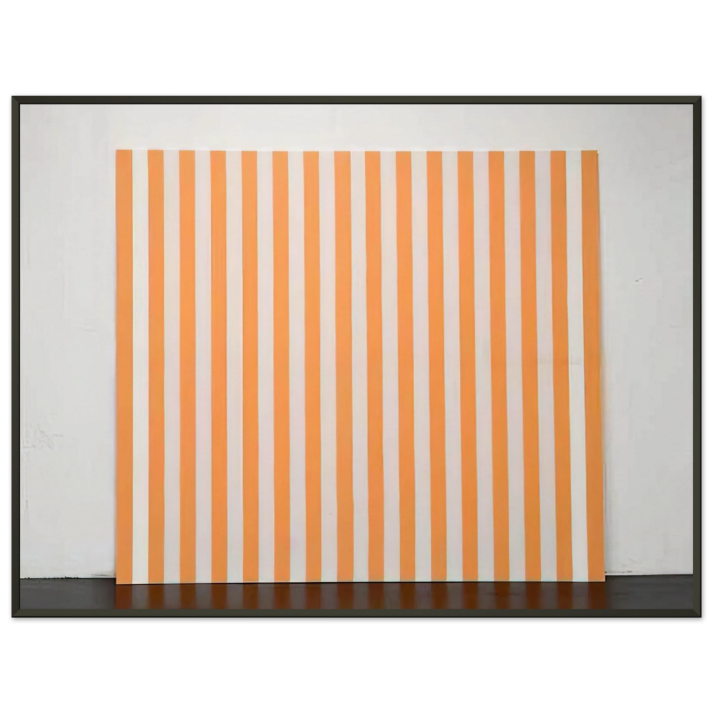 Daniel Buren Peinture acrylique blanche sur tissu raye blanc et orange 1972 Framed Art Print - Aluminum Frame - 70x100 cm / 28x40 inches