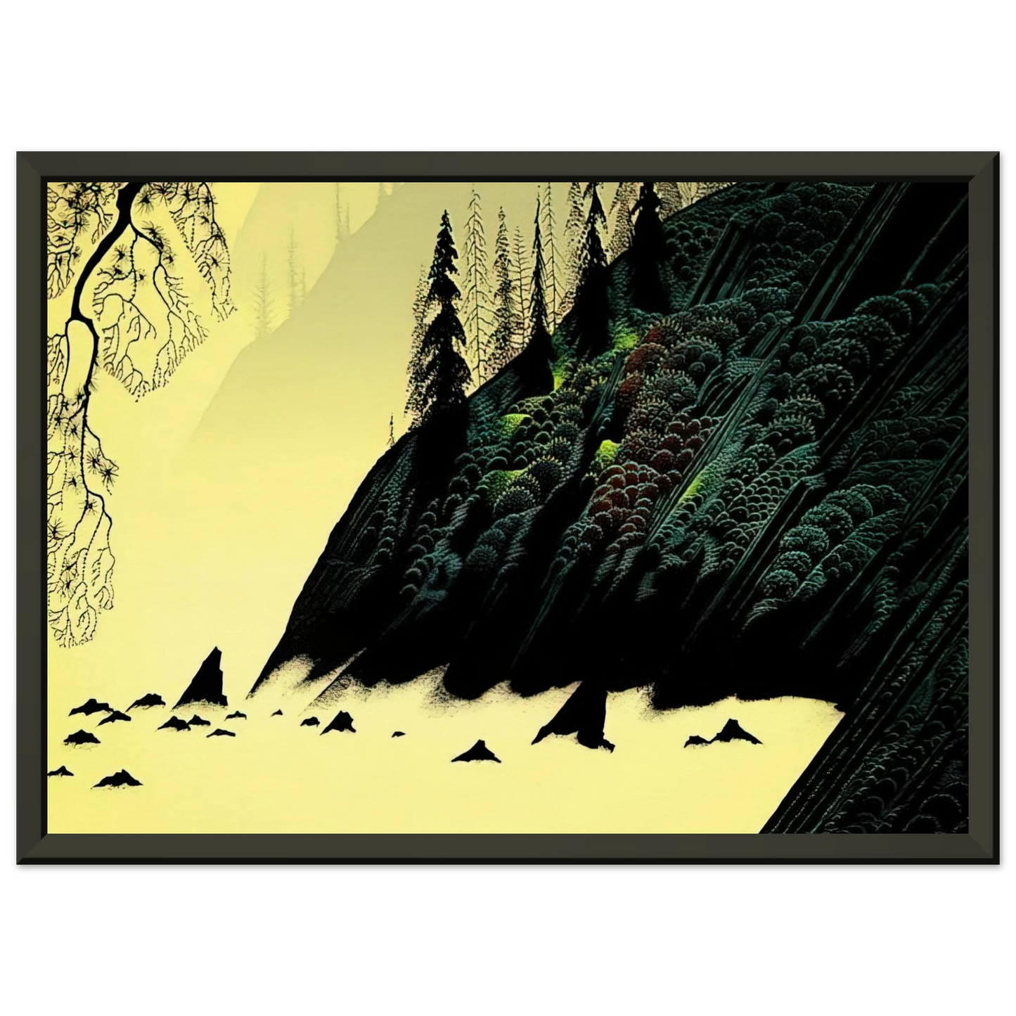 Eyvind Earle Spruce Redwood and Pine Framed Art Print - Aluminum Frame - 40x50 cm / 16x20 inches