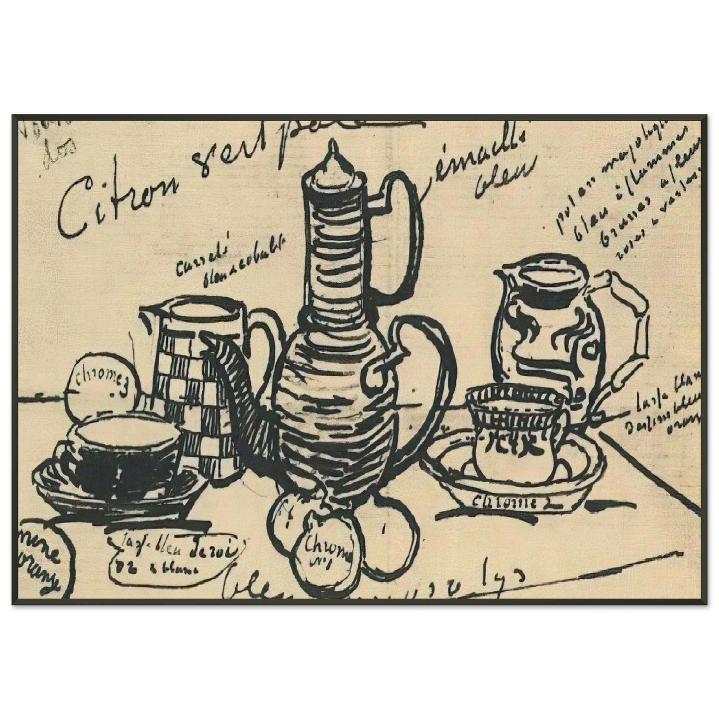 Vincent van Gogh  Still Life with Coffee Pot Framed Art Print  - Aluminum Frame - 21x29.7 cm / 8x12"