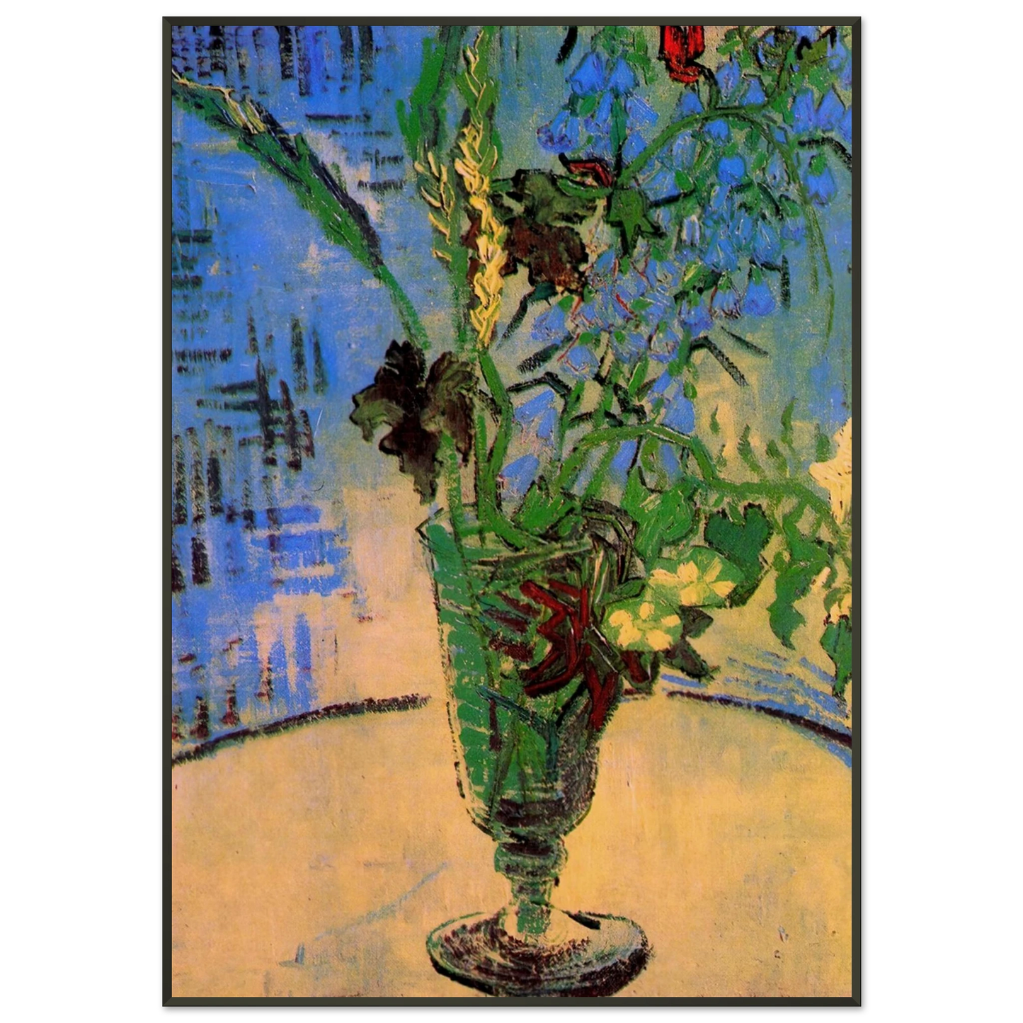 Vincent van Gogh  Still Life Glass with Wild Flowers Framed Art Print  - Aluminum Frame - 21x29.7 cm / 8x12"