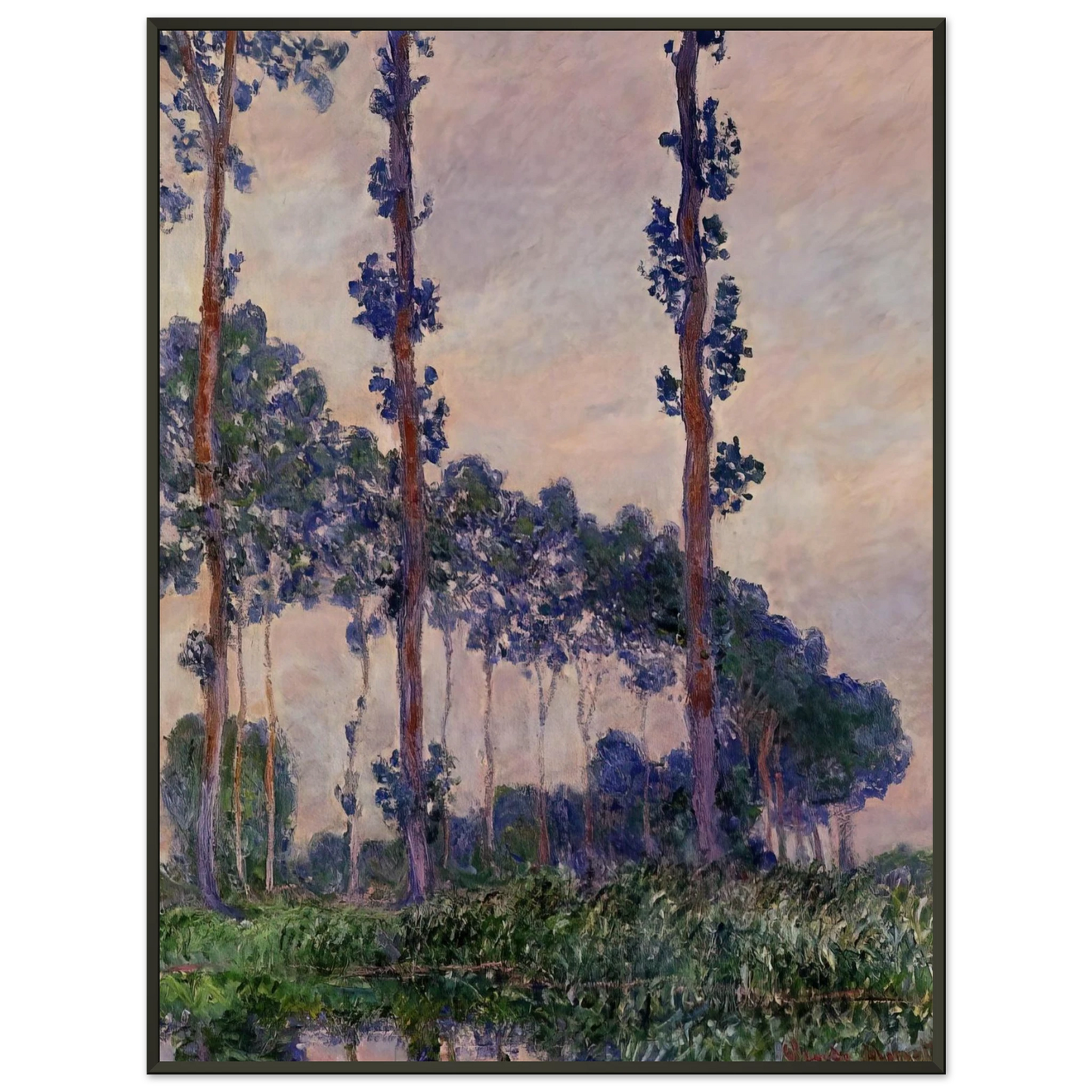 claude monet Three Trees in Grey Weather Framed Art Print - Aluminum Frame - 60x80 cm / 24x32 inches