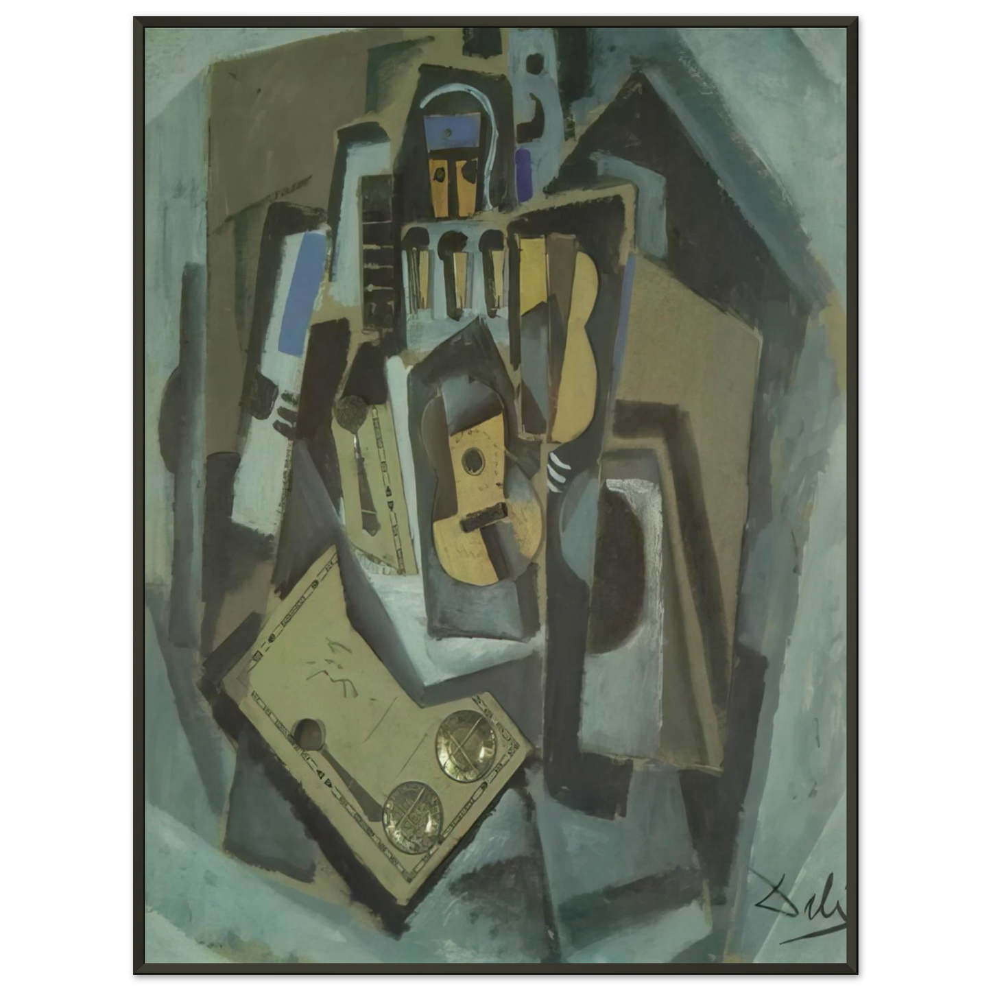 Salvador Dali PIERROT AND GUITAR Framed Art Print - Aluminum Frame - 60x80 cm / 24x32 inches