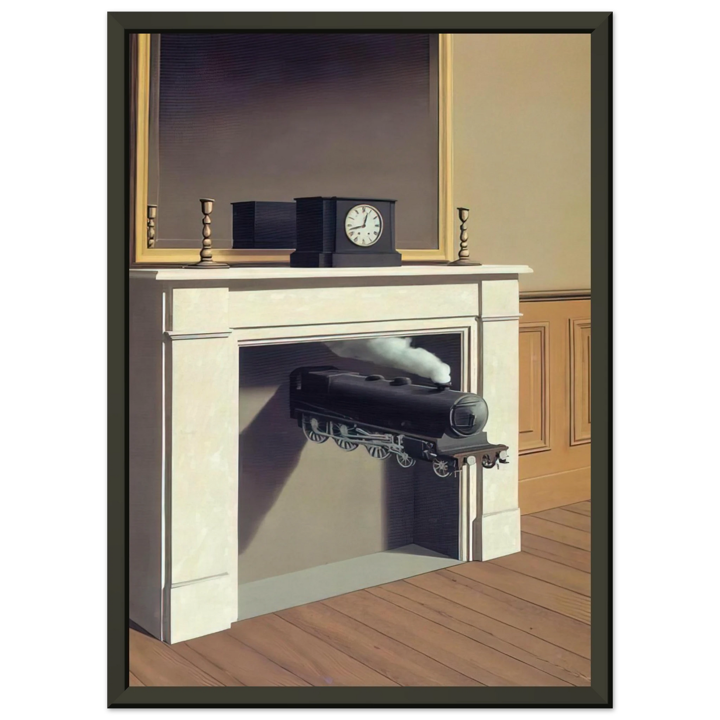 Rene Magritte TIME TRANSFIXED 1938 Framed Art Print - Aluminum Frame - 70x100 cm / 28x40 inches