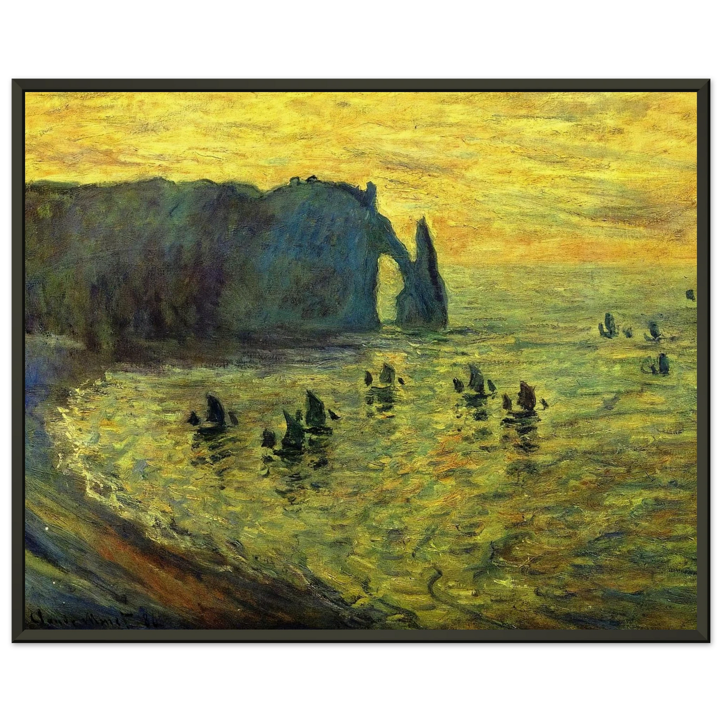 claude monet  The Cliffs at Etretat Framed Art Print  - Aluminum Frame - 70x100 cm / 28x40 inches