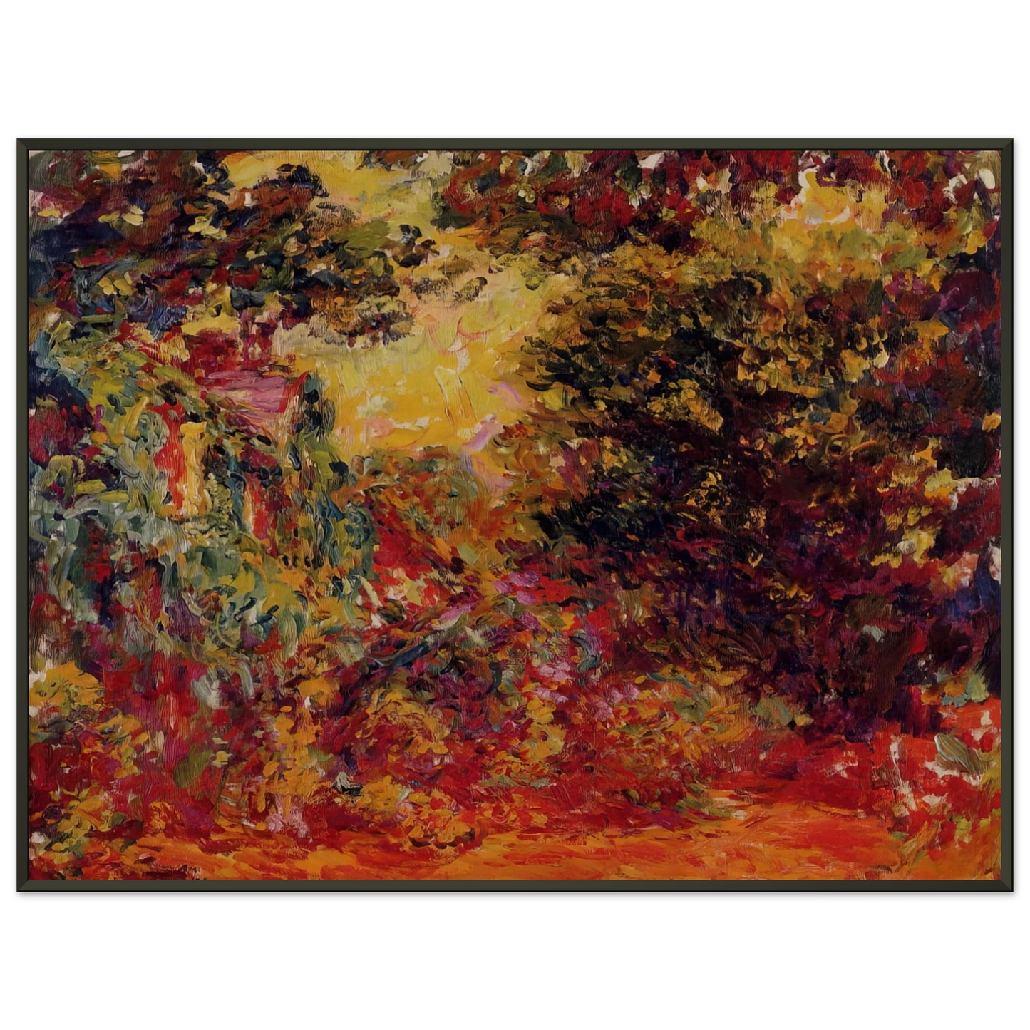 claude monet  The Artists House from the Rose Garden Framed Art Print  - Aluminum Frame - 70x100 cm / 28x40 inches