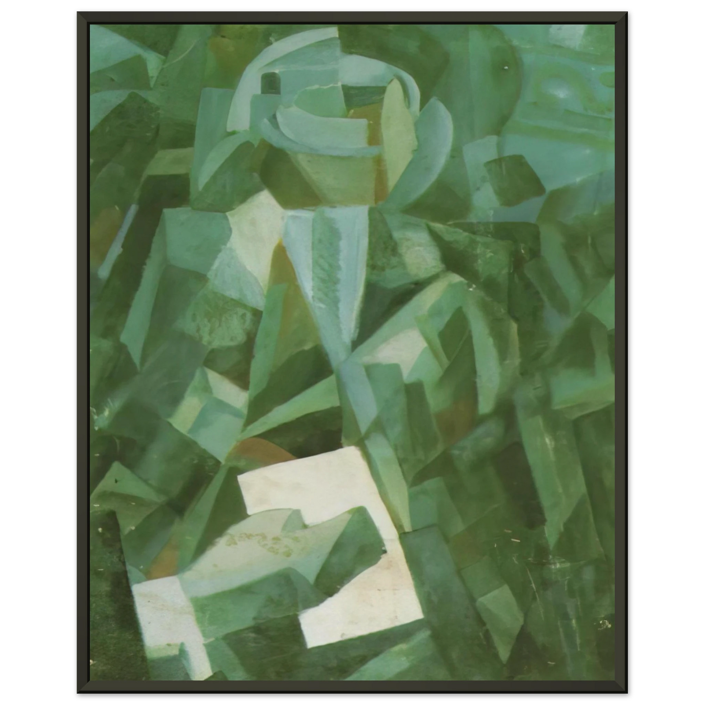 Salvador Dali  CUBIST COMPOSITION PORTRAIT OF A SEATED PERSON HOLDING A LETTER Framed Art Print  - Aluminum Frame - 60x80 cm / 24x32 inches