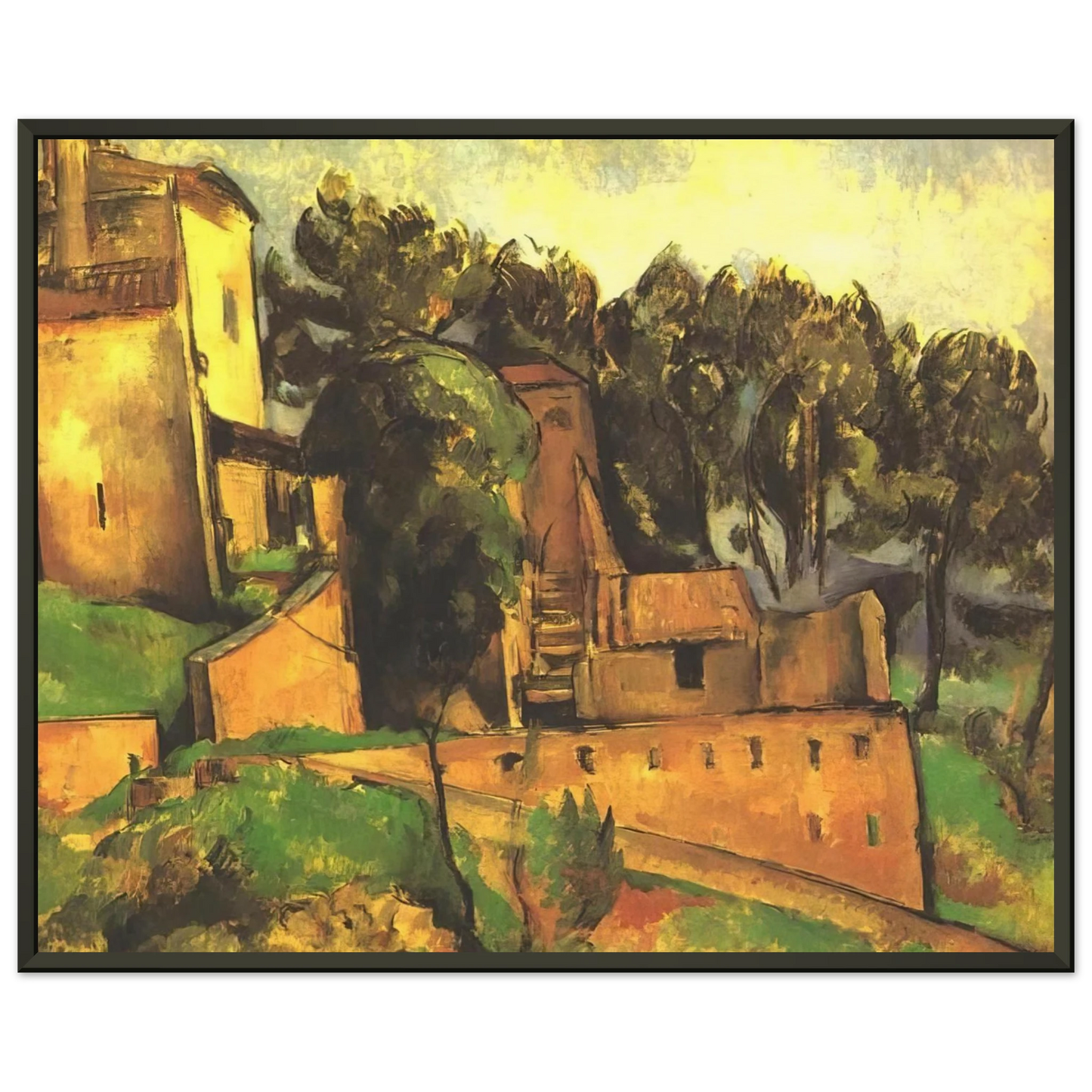 Paul Cezanne The farm of Bellevue Framed Art Print - Aluminum Frame - 60x80 cm / 24x32 inches