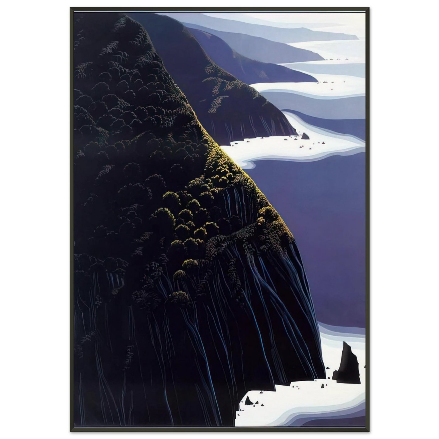 Eyvind Earle  Gray Big Sur Framed Art Print  - Aluminum Frame - 21x29.7 cm / 8x12"