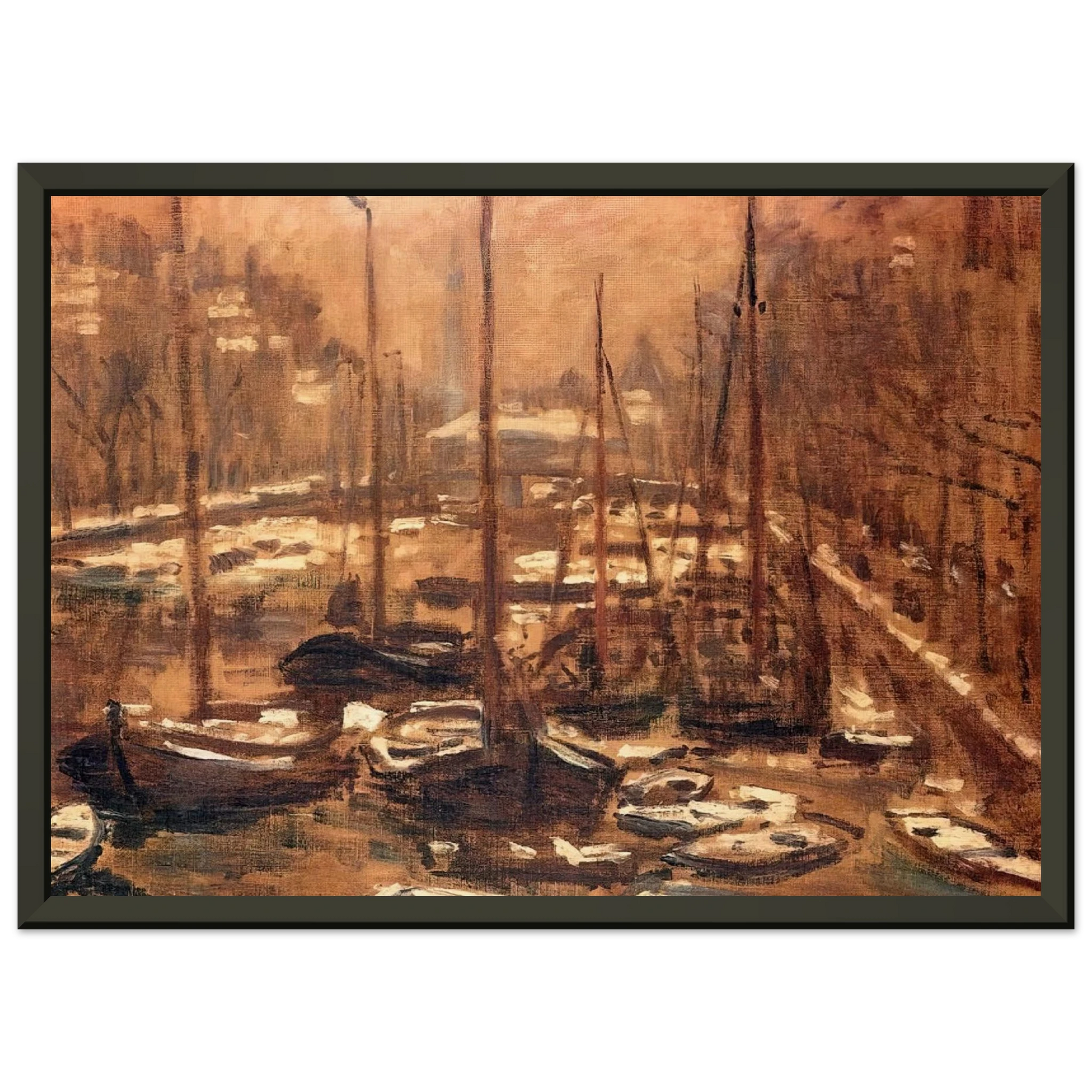 claude monet  Geldersekade of Amsterdam Invierno Framed Art Print  - Aluminum Frame - 40x50 cm / 16x20 inches