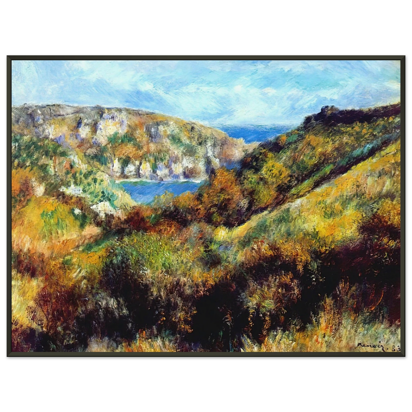 PierreAuguste Renoir Hills Around Moulin Huet Bay Framed Art Print - Aluminum Frame - 70x100 cm / 28x40 inches