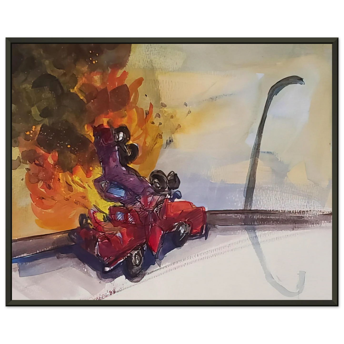 Carlos Almaraz Pile Up Crash 1984 Framed Art Print - Aluminum Frame - 70x100 cm / 28x40 inches