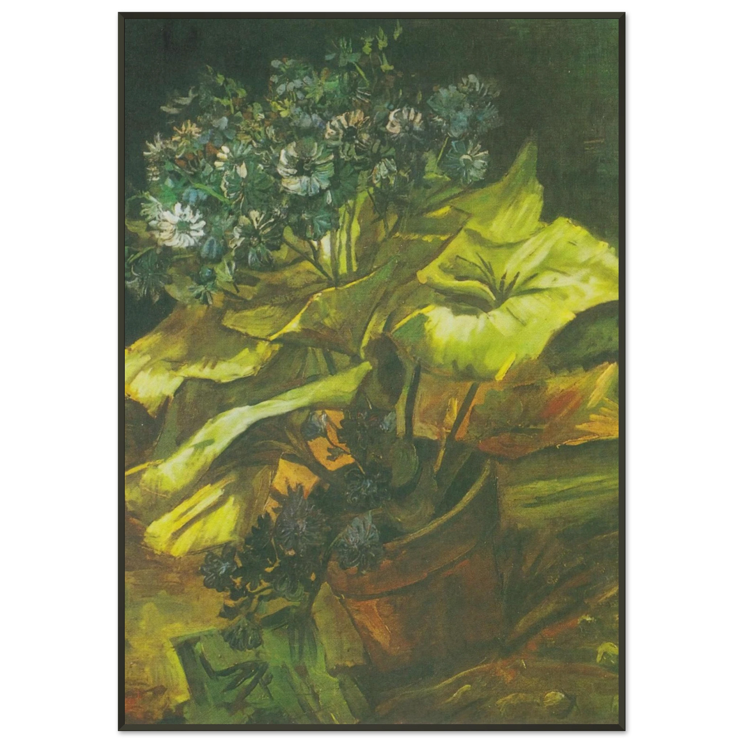 Vincent van Gogh Flower Pot with Asters Framed Art Print - Aluminum Frame - 21x29.7 cm / 8x12"