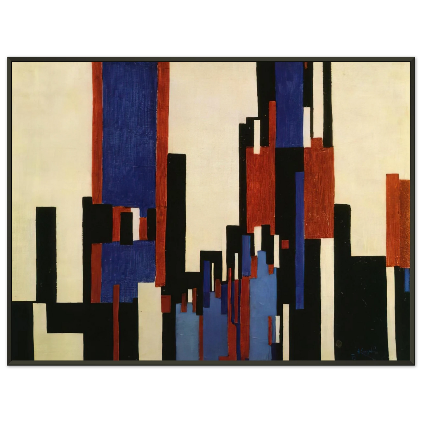 Frantisek Kupka Vertical Plains Blue and Red Framed Art Print - Aluminum Frame - 40x50 cm / 16x20 inches