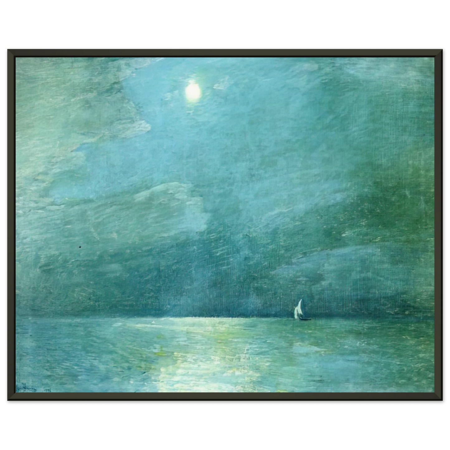 Childe Hassam Moonlight on the Sound Framed Art Print - Aluminum Frame - 60x80 cm / 24x32 inches