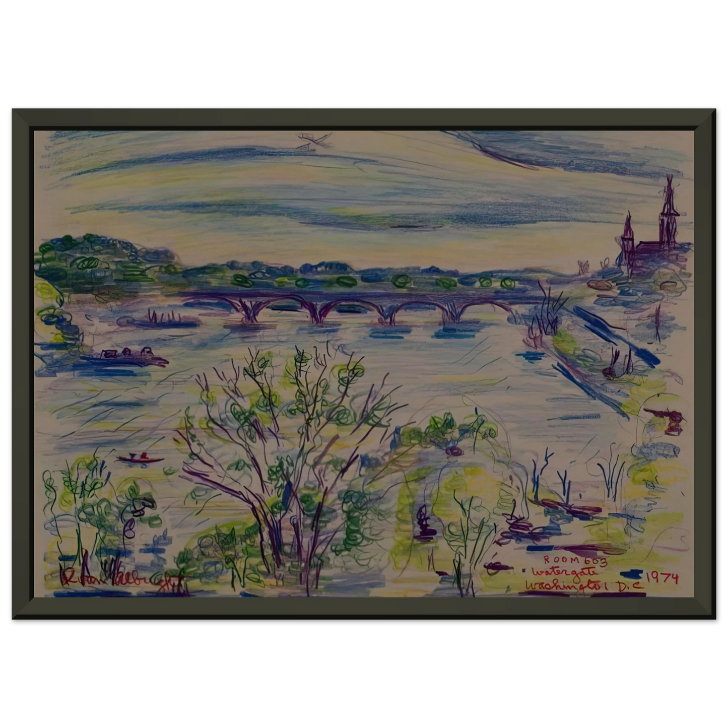 Ivan Albright VIEW FROM ROOM 603 WATERGATE WASHINGTON D C 1974 Framed Art Print - Aluminum Frame - 70x100 cm / 28x40 inches